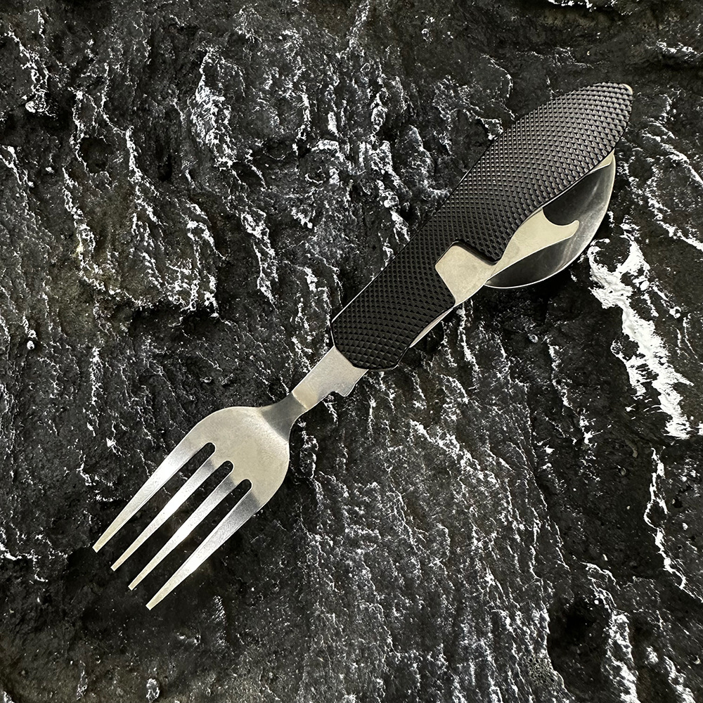 Mini folding knife, fork and spoon set, detachable combination, outdoor mountaineering and travel tableware, multi-opening aluminum handle Swiss knives pic 14