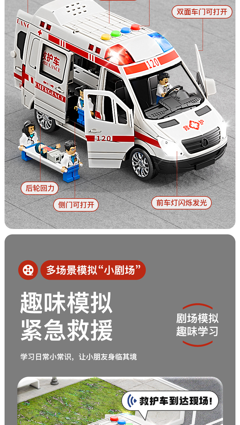 儿童超大号仿真120救护车玩具可开5门音乐故事模型汽车男孩3-6岁详情8