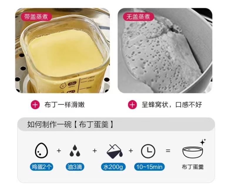 宝宝辅食碗玻璃保鲜储存可蒸煮蛋羹碗婴儿辅食盒迷你便携餐具耐热详情3