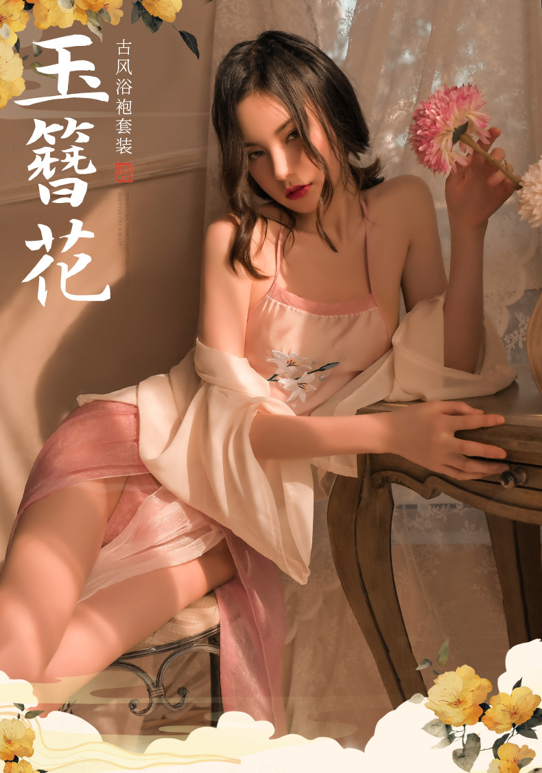 曼烟情趣内衣性感国潮古风透视肚兜外罩衫性感套装制服代发8330详情2
