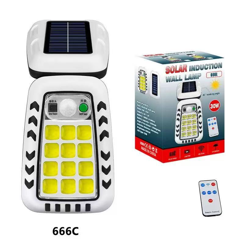 LED/COB solar sensor wall lamp, adjustable garden lamp, remote control waterproof, multi-speed light source, outdoor high-brightness pic 15
