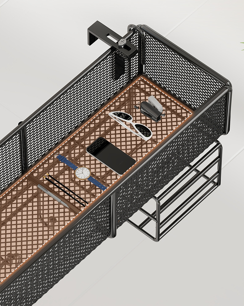 Desk storage rack, workstation desktop organization wonder, adjustable hanging basket, hanging storage box, countertop hook rack pic 9