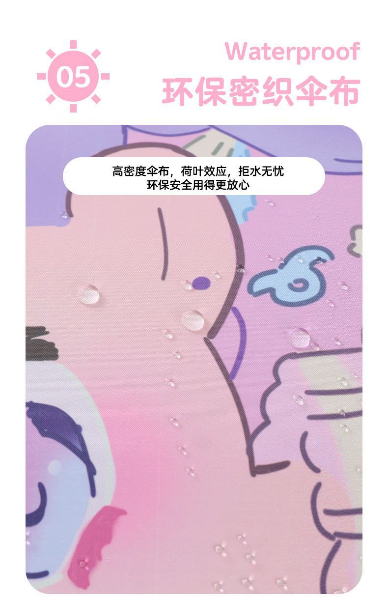 折叠雨伞定制卡通太阳伞防紫外线黑胶遮阳伞儿童三折晴雨伞批发详情4