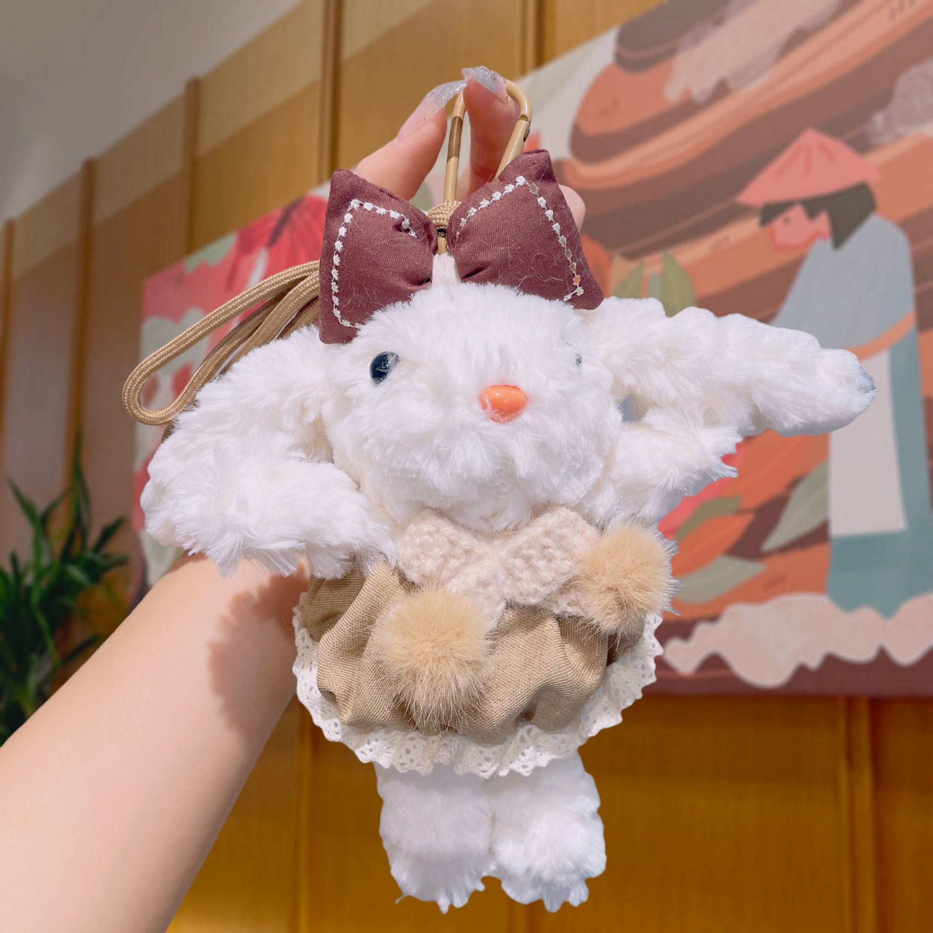 Cartoon dress-up little rabbit plush toy pendant, popular keychain, cute and girlish ins-style schoolbag pendant pic 16