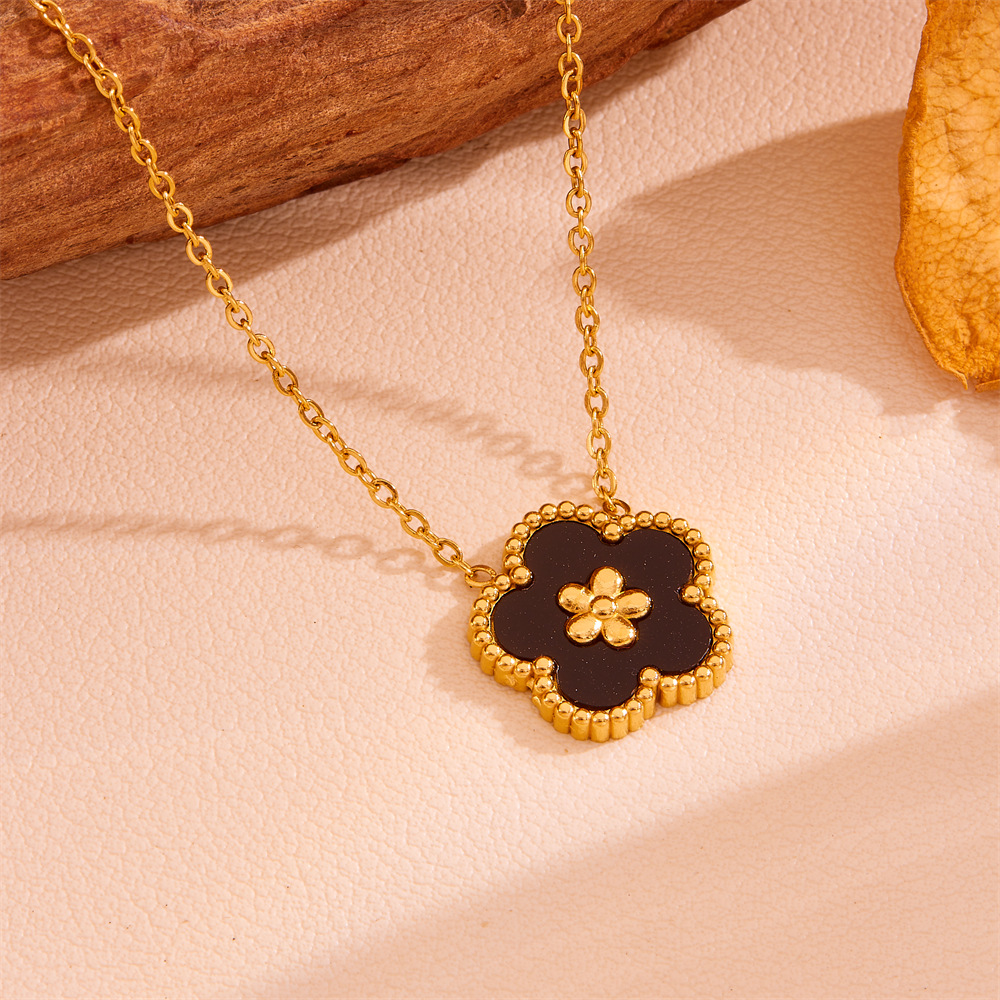 跨境款不锈钢五叶草项链 18k金简约ins钛钢不掉色梅花项链饰品女详情17