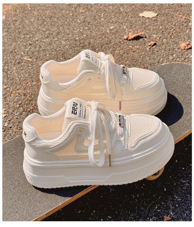 夏季女鞋2025新款网面透气厚底增高小白鞋女百搭休闲时尚运动板鞋详情11