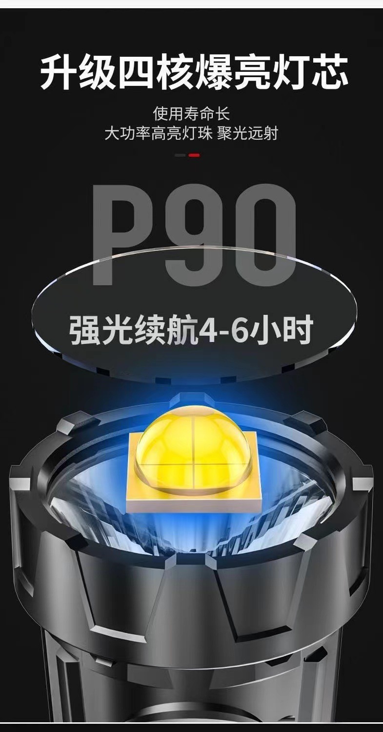 New cross-border charging handheld flashlight, outdoor high-intensity led searchlight, solar spotlight, fill light pic 4