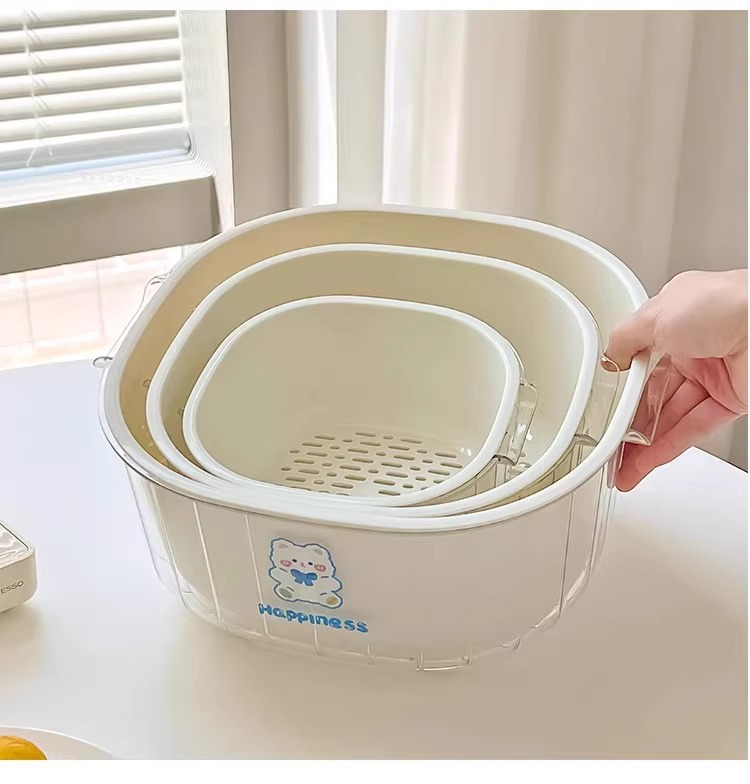 双层洗菜盆沥水篮厨房家用塑料水果盘客厅菜篓淘洗菜篮子收纳大号详情9