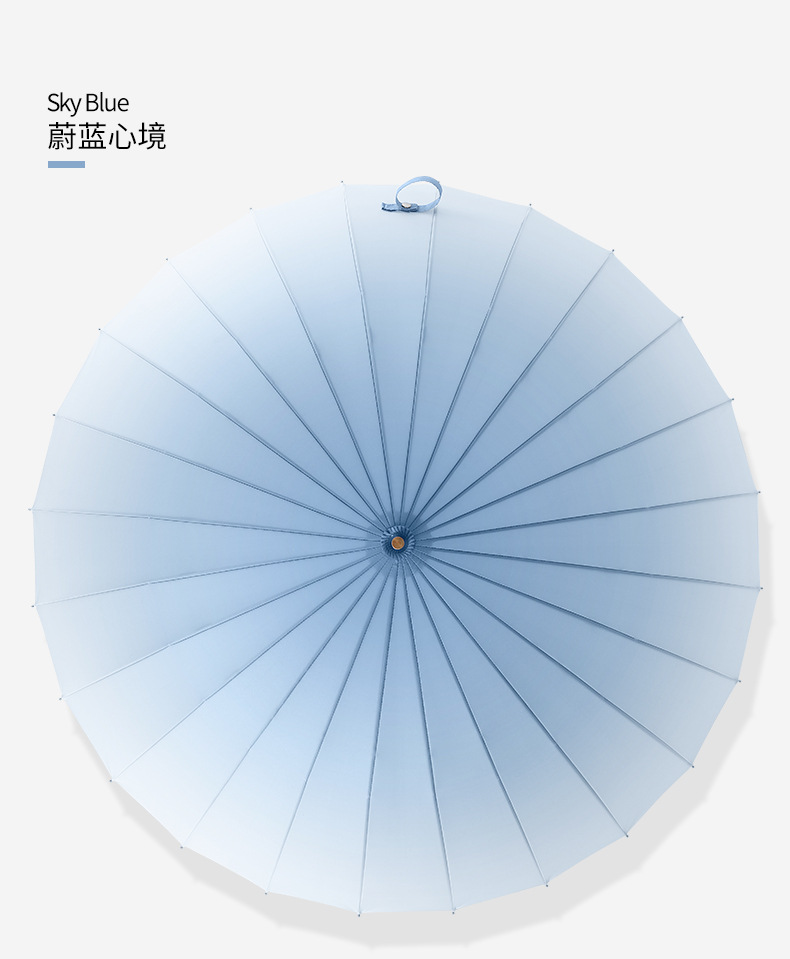 新款24骨渐变伞竹节手柄碰击布面料抗风加印logo直杆伞广告伞现货详情26