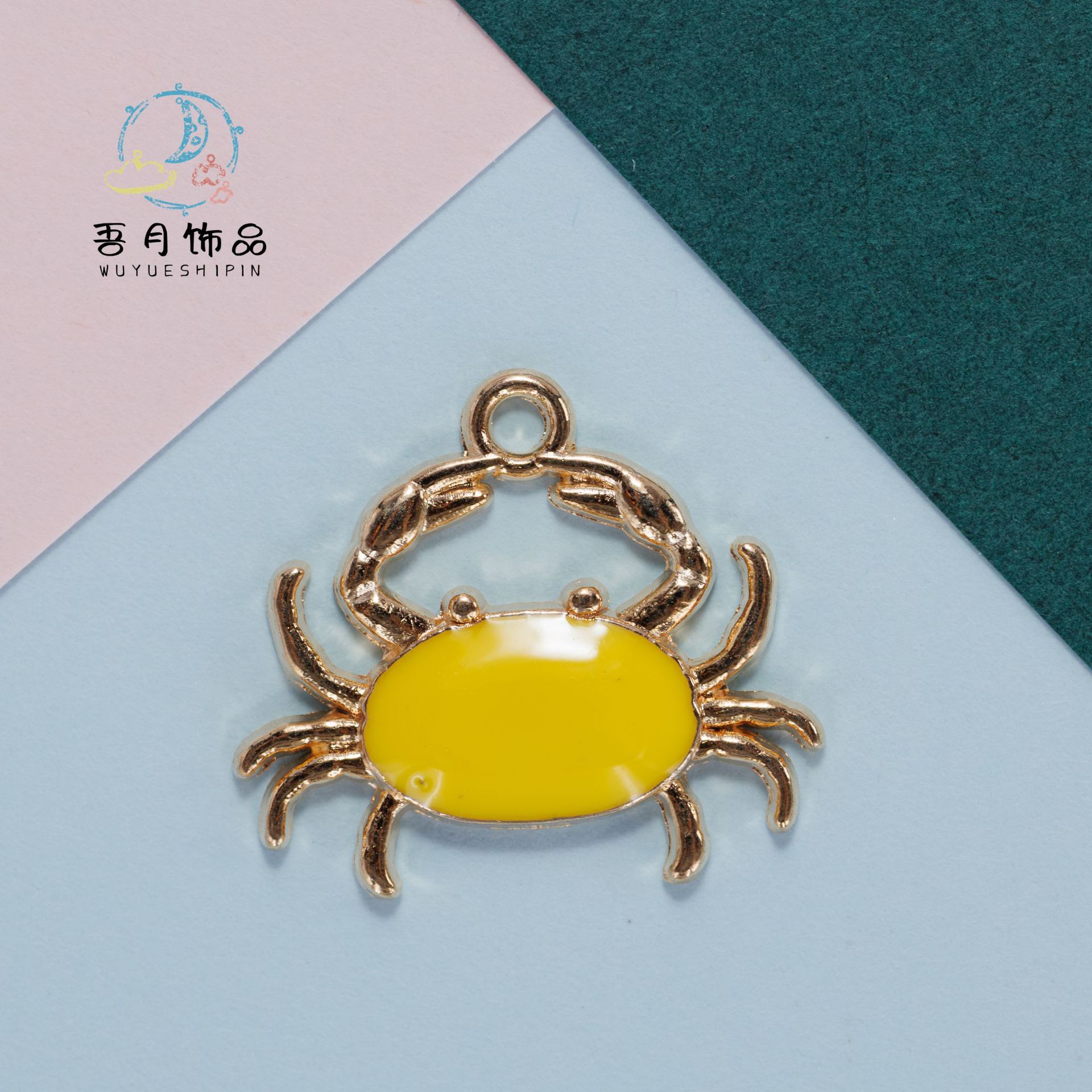 螃蟹合金滴油diy饰品配件韩版海洋耳饰彩色挂件耳环吊坠材料义乌详情8