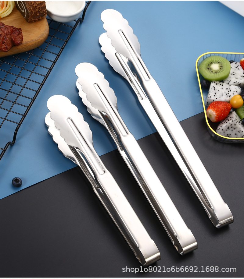 不锈钢食品夹子家用食物夹厨房餐厅烘焙面包夹多功能烤肉夹牛排夹详情13