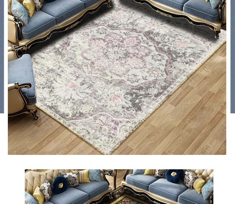 The living room, bedroom and bed are covered with large areas of Bohemian retro ethnic style carpets. The coffee table, sofa and floor MATS are all covered with carpets pic 11