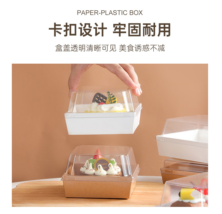 Cross-border rectangular cake box, meat floss small shell packaging box, snow beauty transparent paper-plastic box, sandwich dessert box pic 8