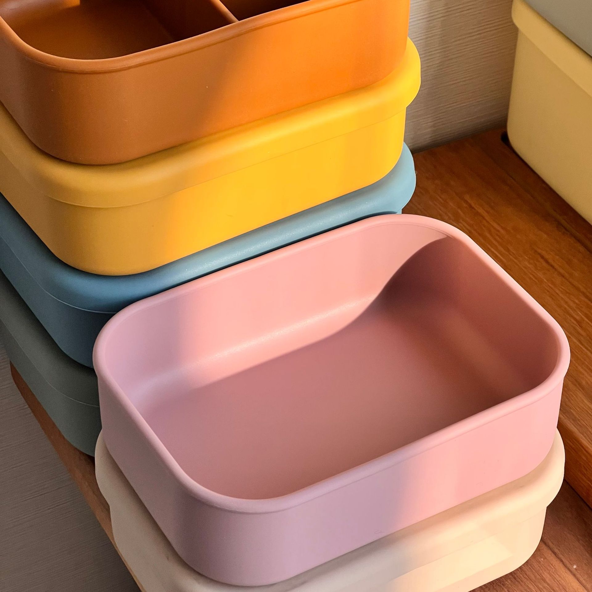 跨境便携饭盒微波炉可用硅胶户外便当盒打包盒厨房冰箱保鲜盒详情4