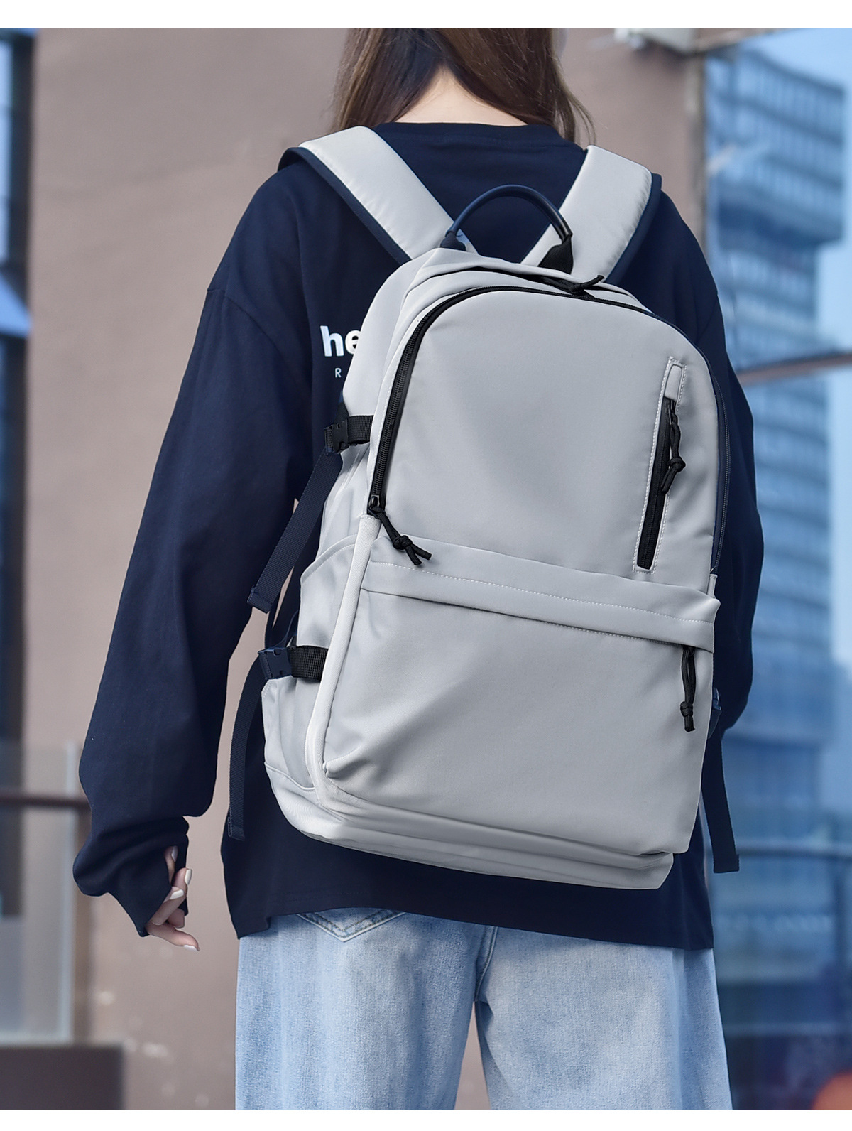 新款韩版大容量防水双肩背包女休闲双肩包男高中学生书包定制logo详情21