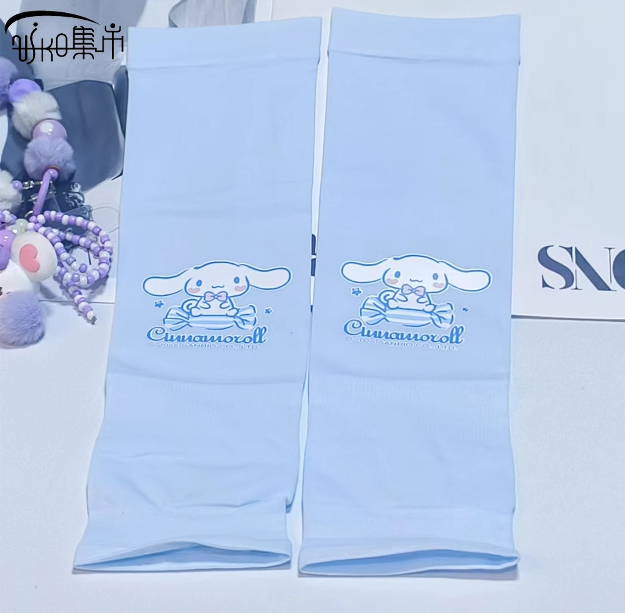 三丽鸥夏款渐变色防晒冰袖可爱户外骑行开车时尚手套袖套冰丝手袖详情9