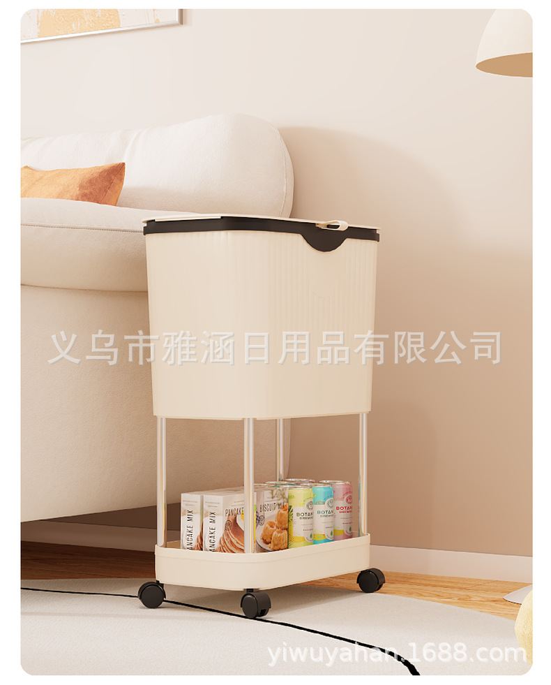 厨房多层高脚带轮置物垃圾桶移动置物垃大容量圾桶干湿分离垃圾桶详情14