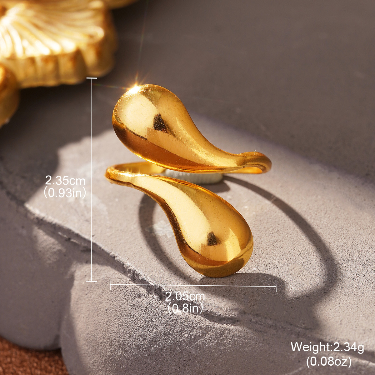 Cross-border European and American fashion golden titanium steel geometric opening adjustable ring, a niche and high-end stainless steel ring pic 47