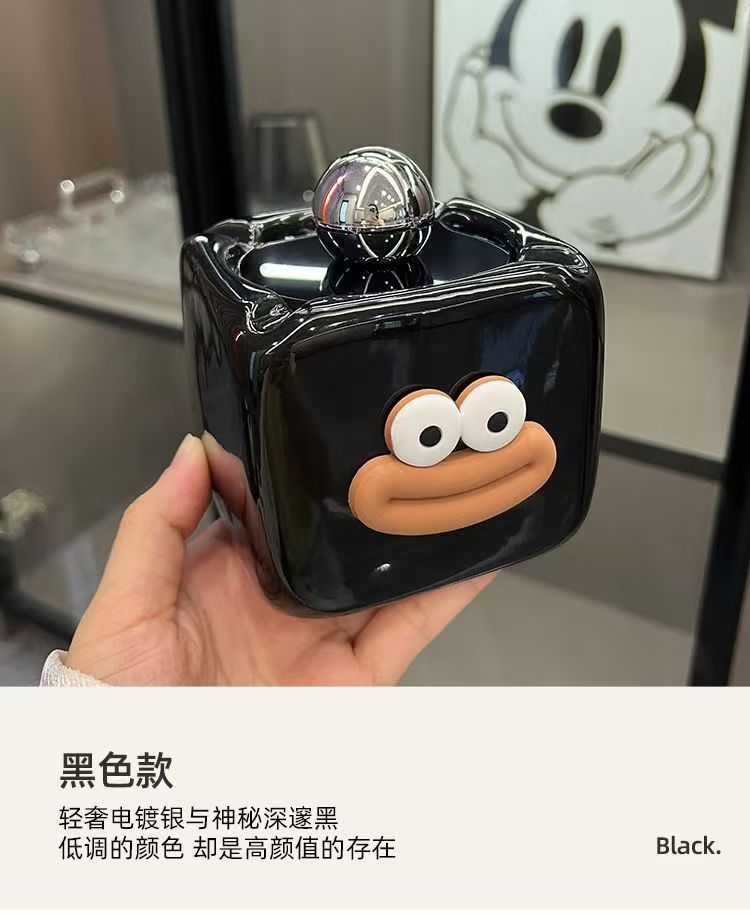 高颜值烟灰缸家用装饰个性客厅陶瓷创意摆件带盖防飞灰烟缸摆件详情13