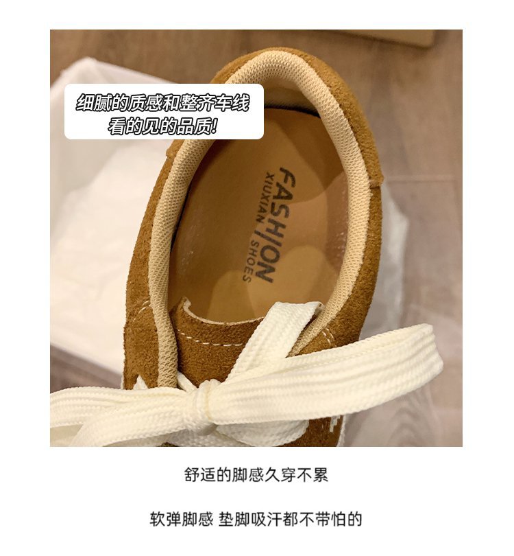 复古红色德训鞋女款小白鞋2025新款休闲板鞋运动厚底阿甘鞋详情5