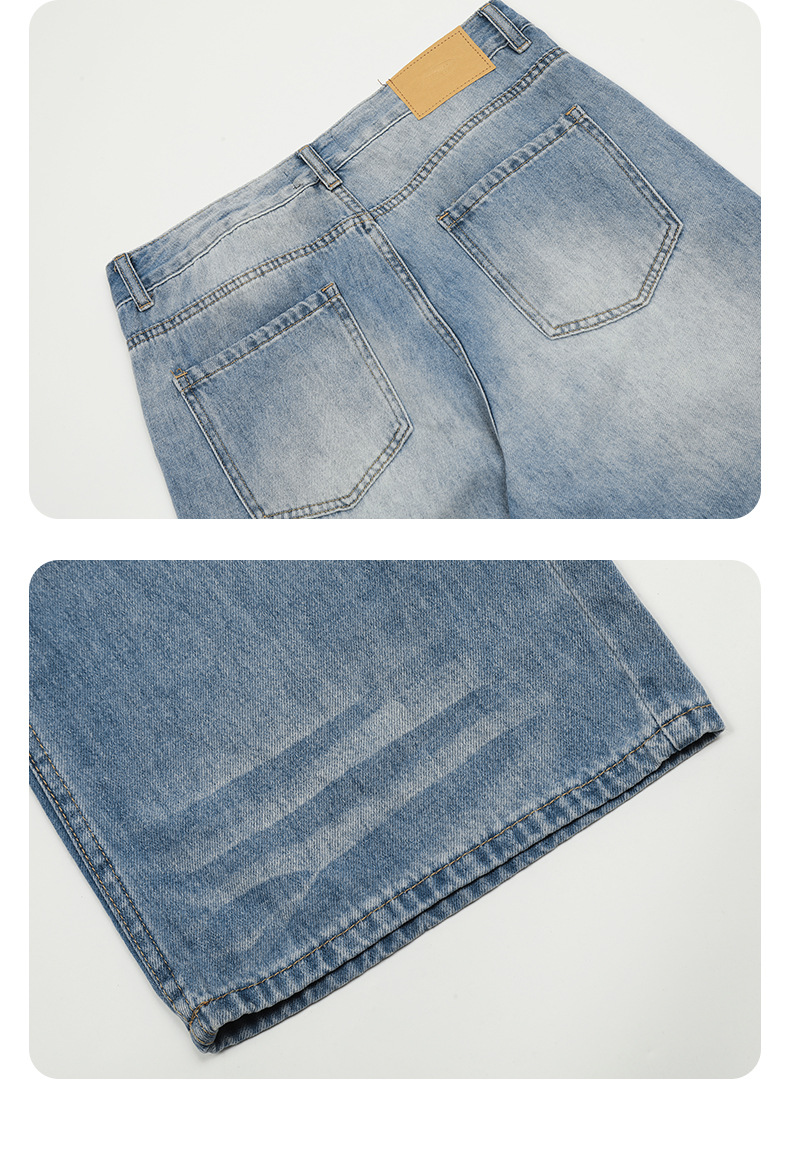 11KN American sunny blue soft jeans for men and women, retro cat whiskers washed for slimming, three-dimensional drape, loose and casual trousers pic 18