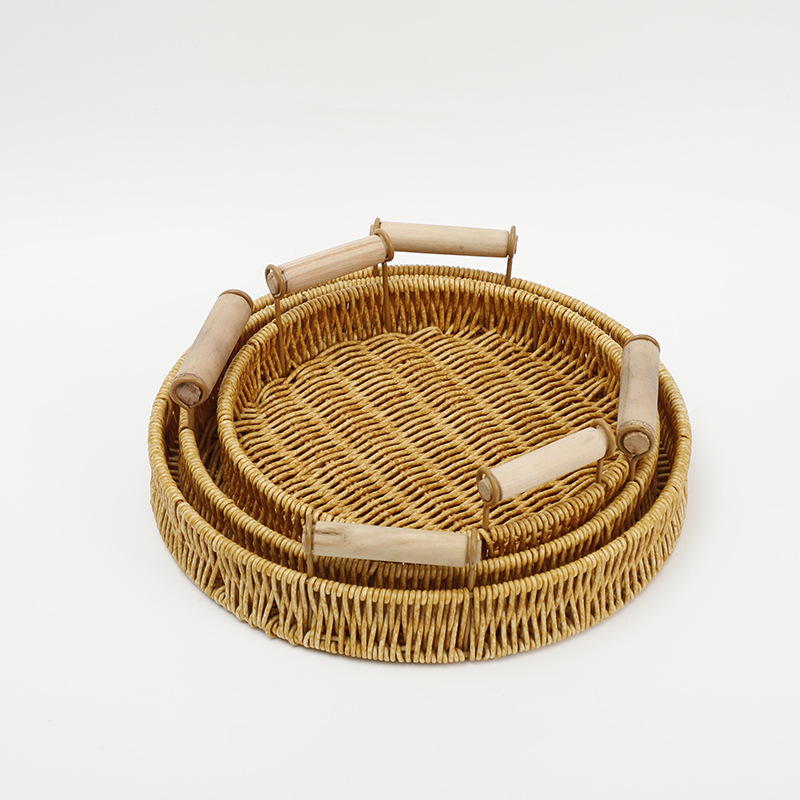Wicker-like bread basket, reinforced supermarket snack and candy tray basket, living room display woven storage basket, picnic basket pic 12