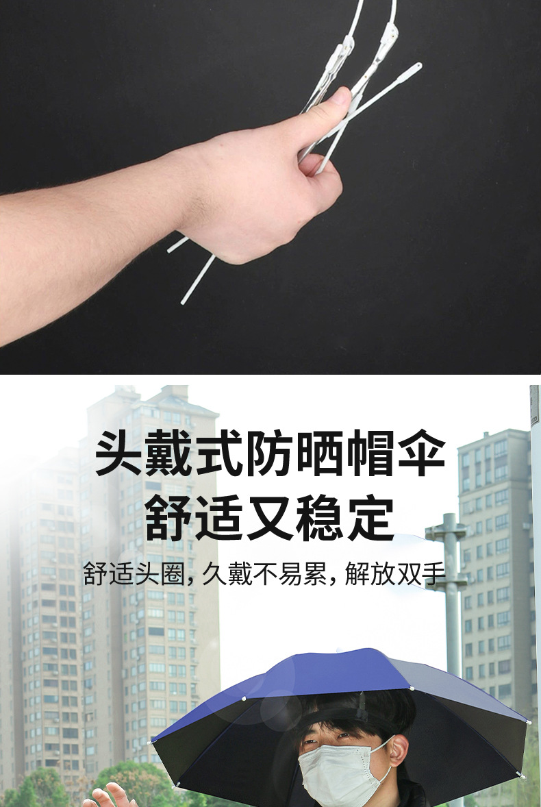 Head-mounted umbrellas for fishing, portable sun umbrellas, large outdoor folding umbrellas, UV and wind protection wholesale pic 24
