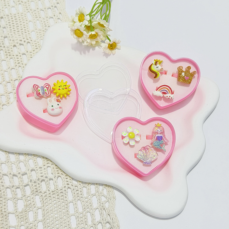 【可以】新品卡通戒指3支套装可爱公主宝石戒指玩具儿童戒指批发详情3