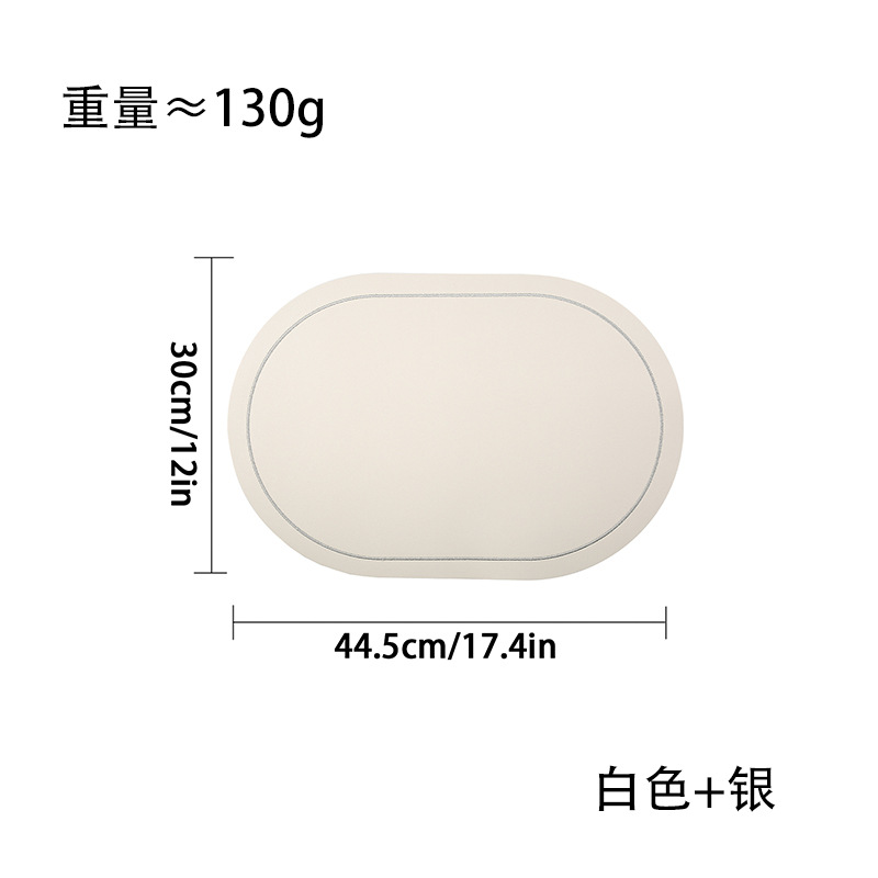 Elliptical Napa pattern leather placemats are waterproof, oil-proof and heat-insulating. They are suitable for hotels, restaurants and home use as light luxury table MATS pic 6