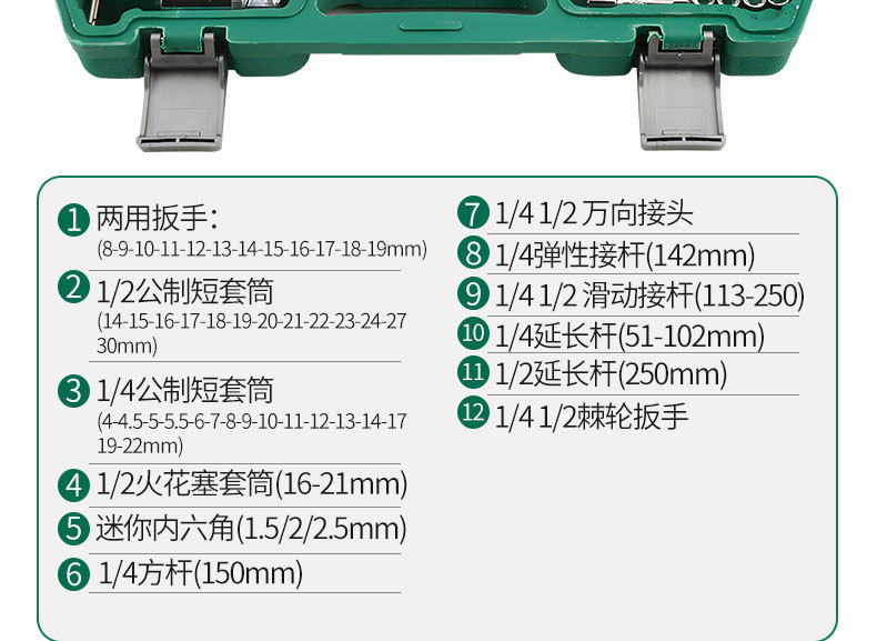 多功能套筒扳手套装组合套管棘轮板手修车五金工具汽修工具箱套装详情19