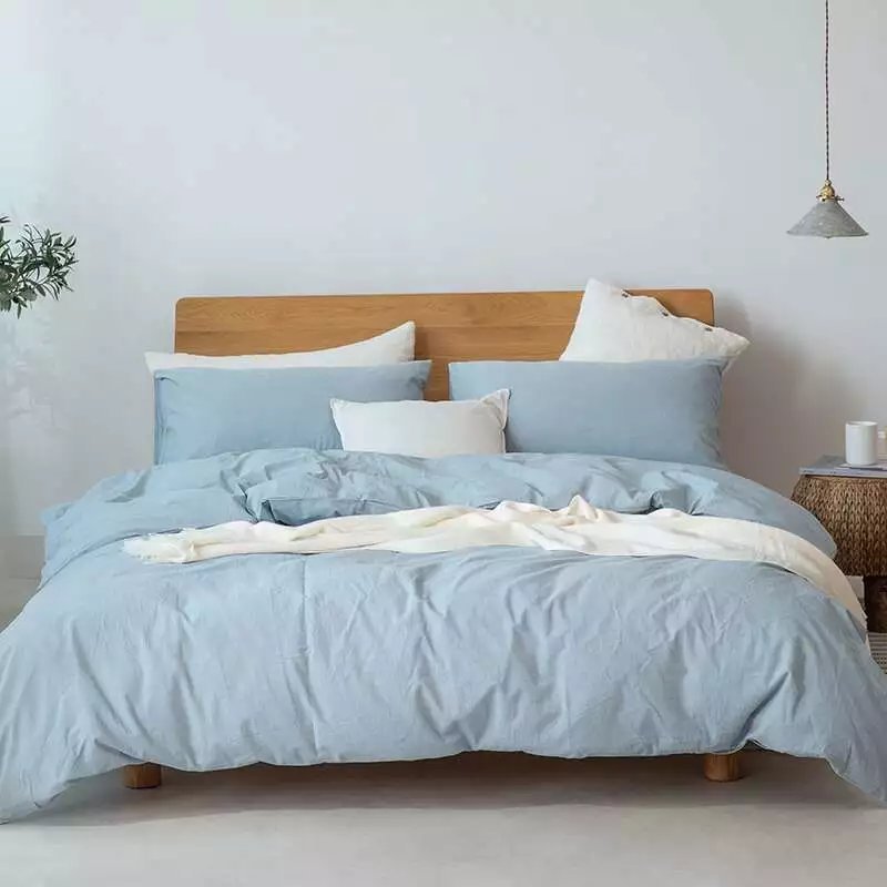 Muji pure cotton washed cotton four-piece set, Class a baby and mother grade bed sheets and duvet covers, all-cotton light luxury high-end bedding pic 46