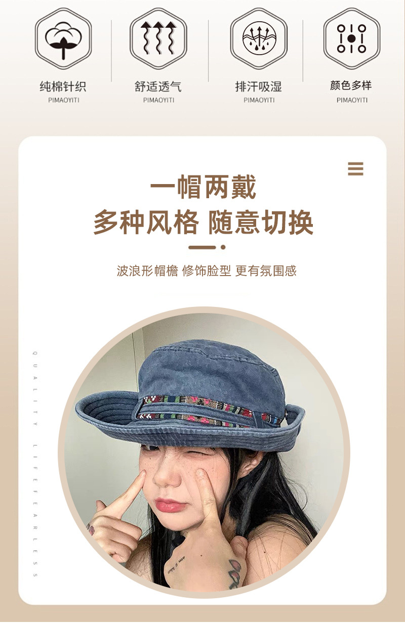 Cross-border export of ethnic-style cowboy hats, outdoor hiking and mountaineering sun protection hats, travel and camping wide-brimmed hats, and fisherman hats pic 2