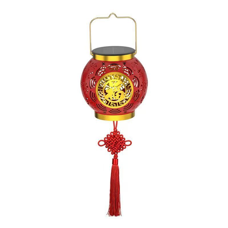 New Year's festive solar lanterns, outdoor courtyard rainproof chandeliers, red garden landscape atmosphere decoration, small night lights pic 10