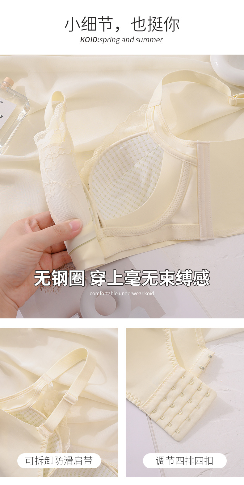 莫代尔内衣女小胸聚拢夏季薄款透气收副乳防下垂无钢圈蕾丝文胸罩详情7