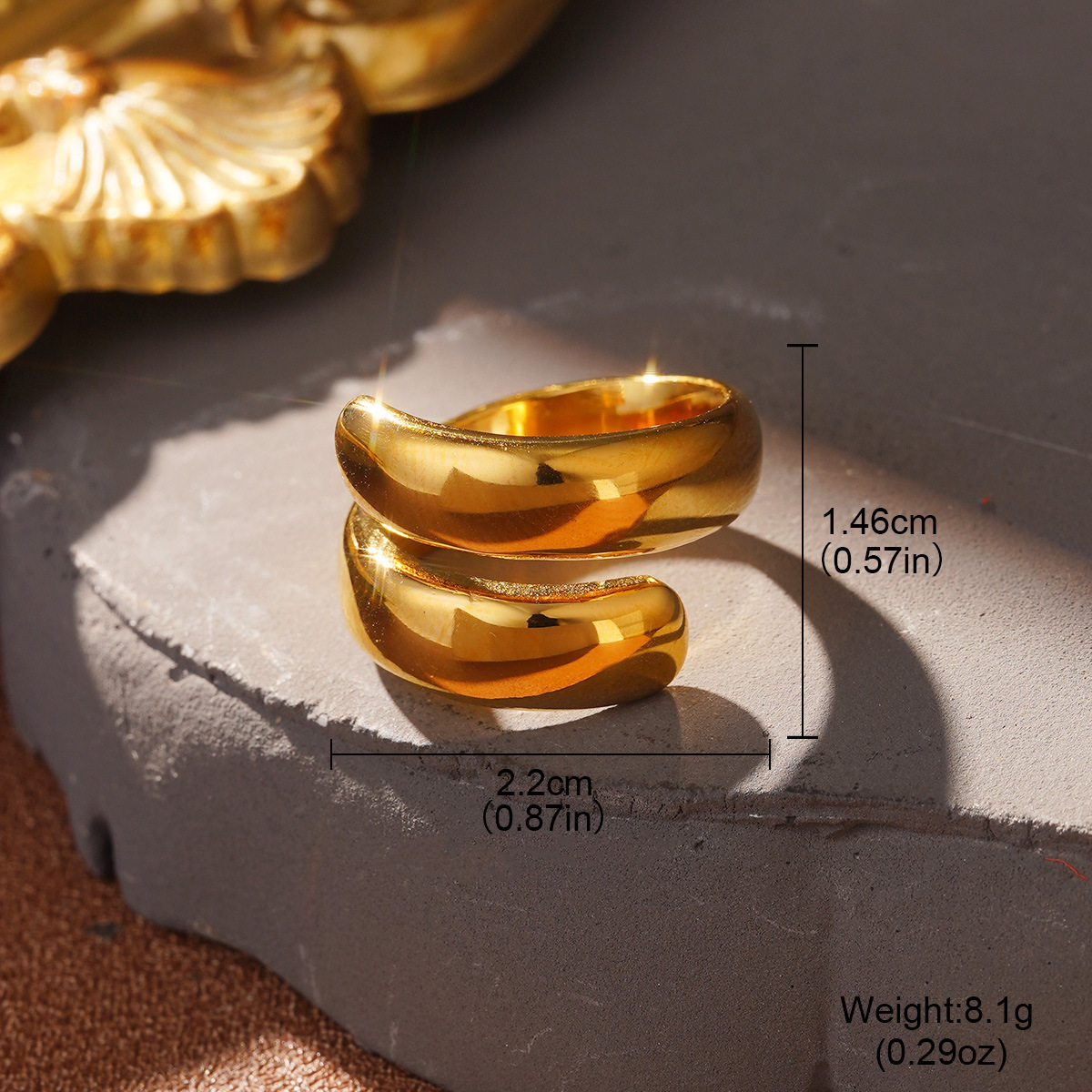 European and American fashionable stainless steel rings with hollowed-out, niche wide lines, high-end design sense, and gold jewelry wholesale pic 44