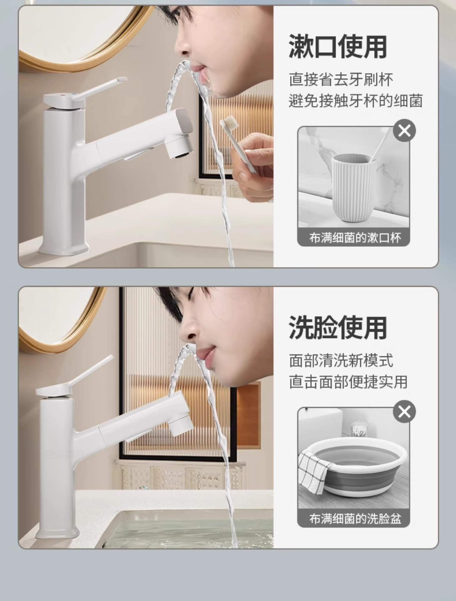 Bathroom washbasin faucet, cold and hot dual-purpose, pull-out bathroom cabinet, washbasin, countertop basin, household, all copper pic 8