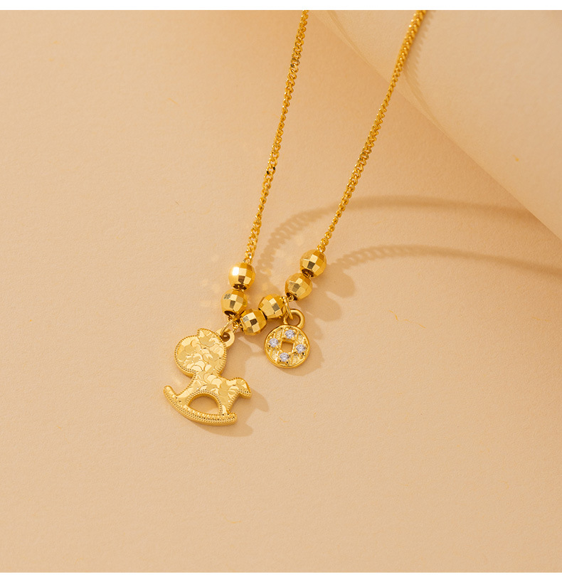 马上有钱~s925纯银碎冰冰木马项链女 招财小众高级时尚精致锁骨链详情3