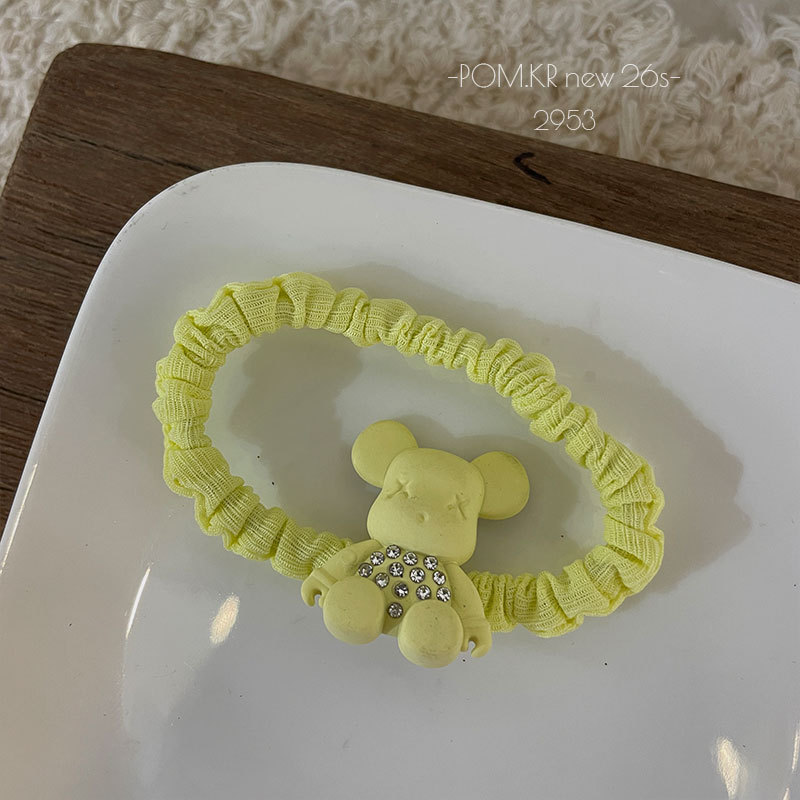 New Korean-style fresh and cute children's small intestine hair band, full diamond bear dopamine sweet headband, high-elasticity ponytail band pic 8