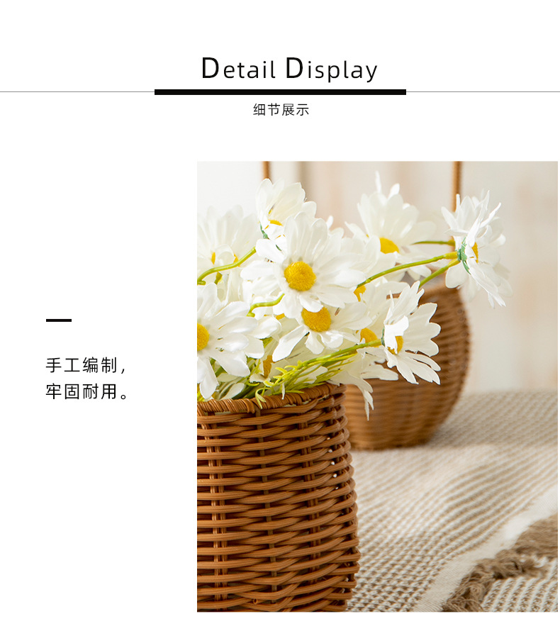 藤编手工编织插花篮手提鲜花草编月子鸡蛋篮子宝宝装饰家居花篮子详情11