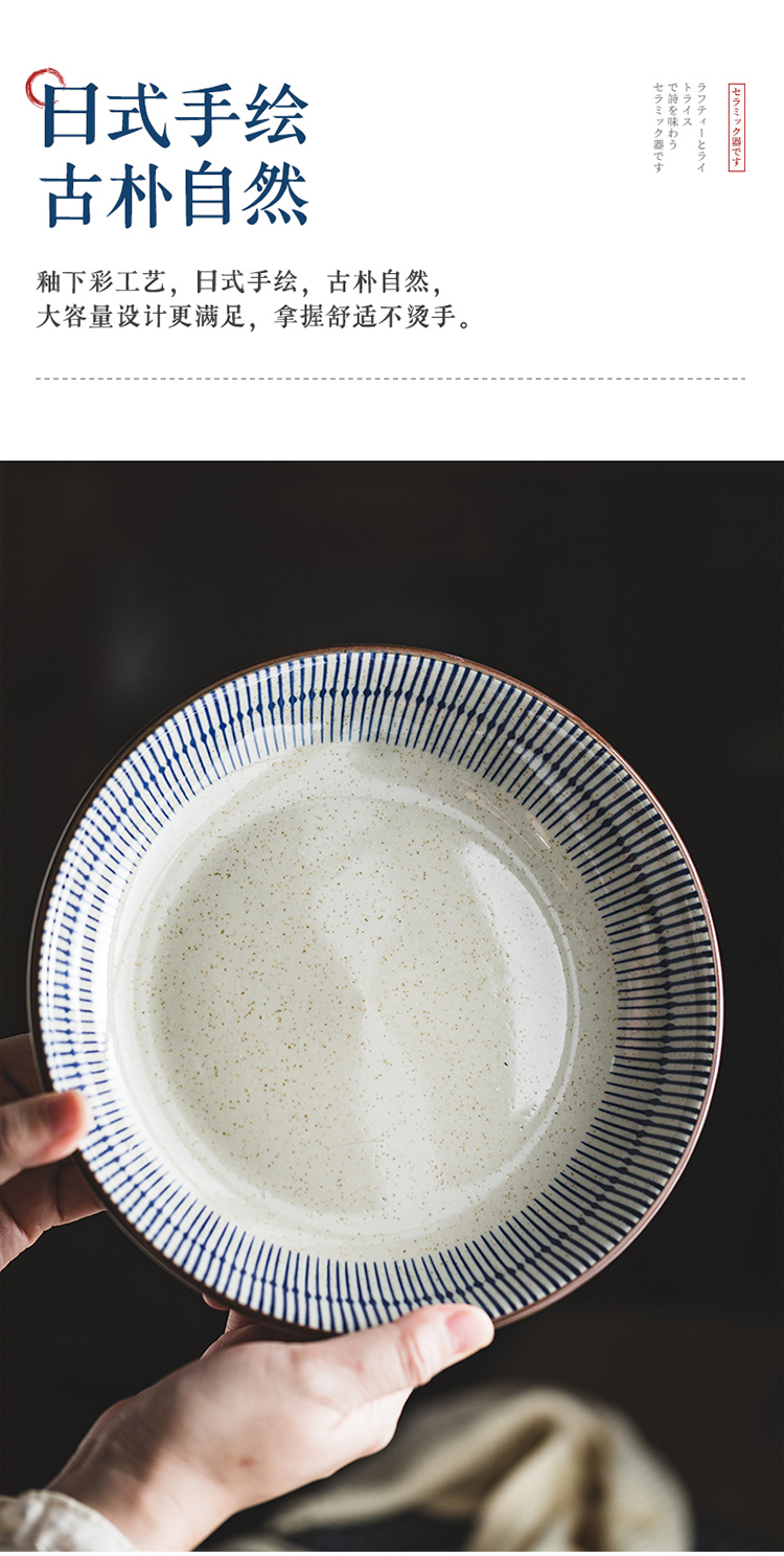 Bowl Home 2025 New High Appearance level retro Japanese tableware plate set, ceramic soup bowl, underglaze colored rice bowl pic 6