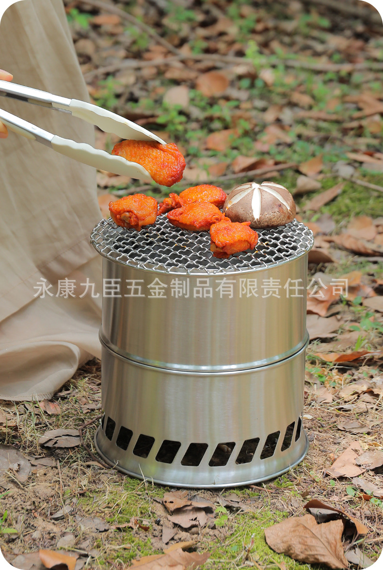 户外便携式野炊露营烧烤不锈钢防风木柴碳火炉子酒精炉具灶头厂家详情13