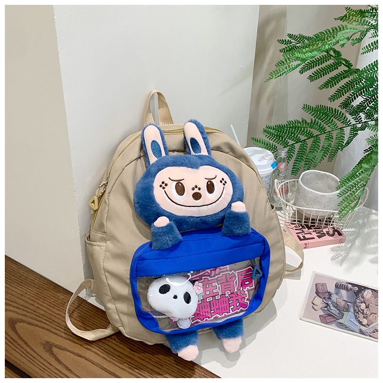 可爱拉布布少女双肩包新款卡通创意玩偶背包萌趣软妹休闲学生书包详情35