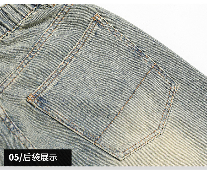 春夏新款牛仔裤男美式直筒牛仔裤男微叭阔腿黄泥复古胖子牛仔裤男详情36