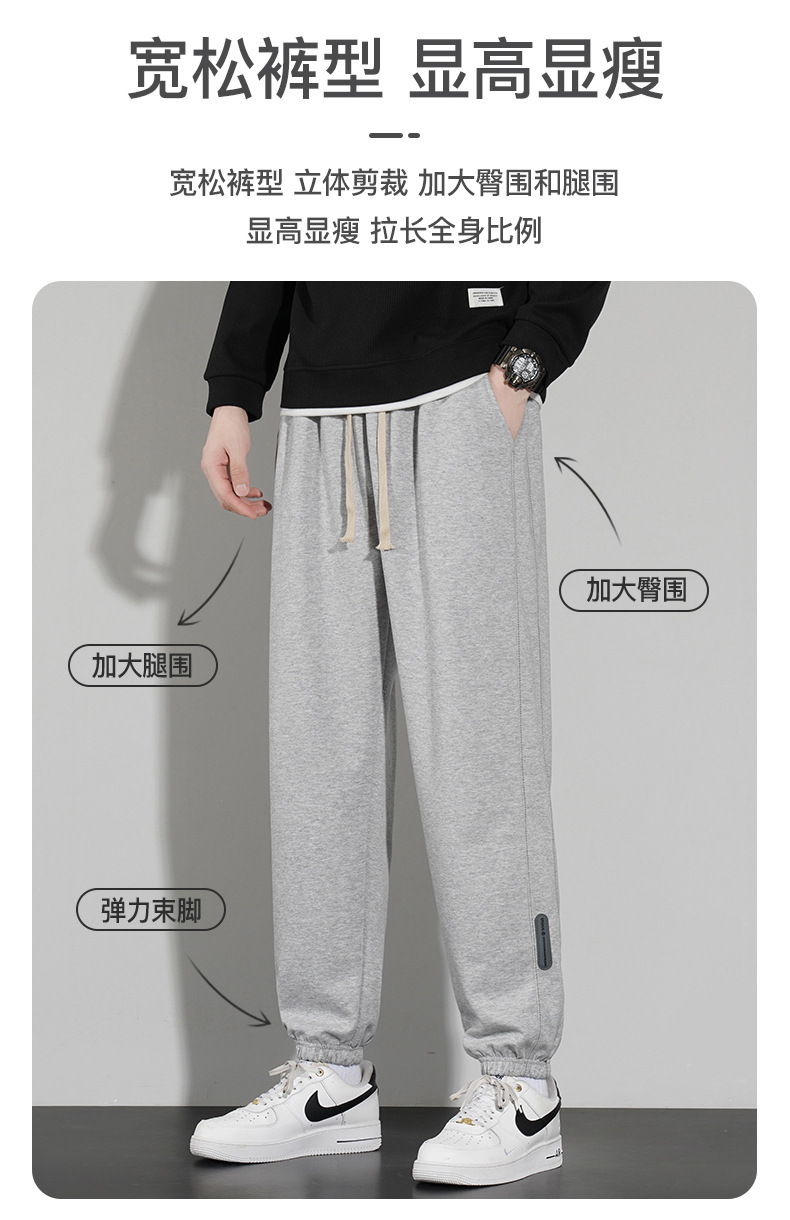男士束脚棉卫裤时尚简约冬季加绒加厚款休闲裤详情1