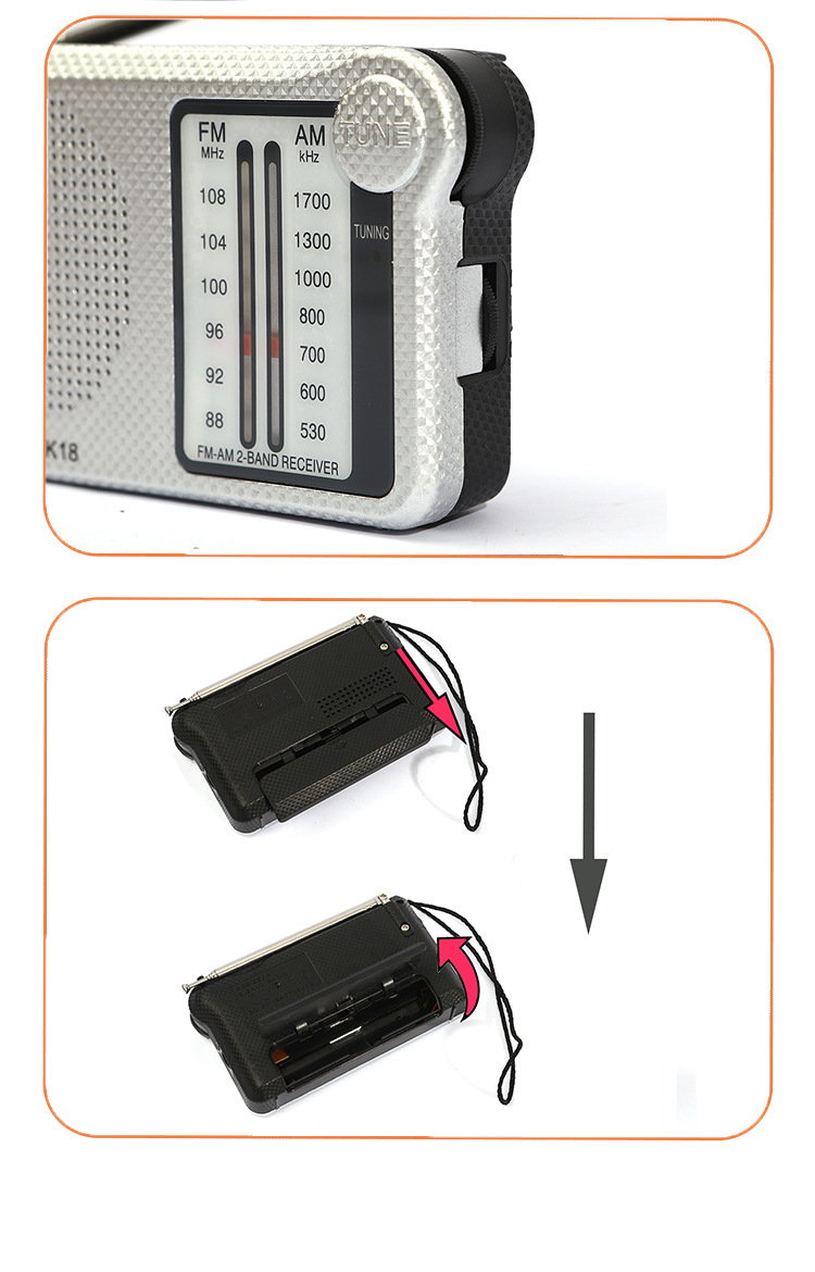 收音机全波段内置扬声器小巧户外便携手提绳Portable AM FM Radio详情2