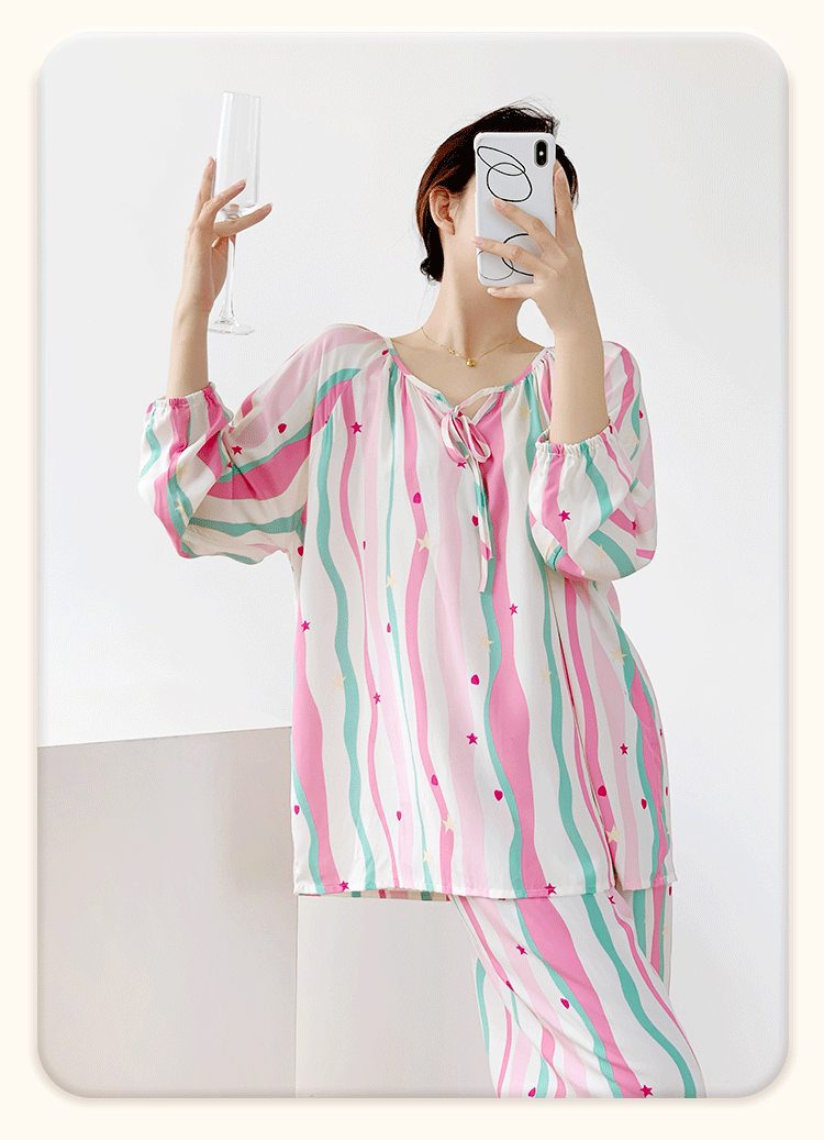 New long-sleeved Chinese-style cotton and silk pajamas for women in spring and autumn, worn on the outside, exude a sense of high-end new Chinese-style summer home pic 12