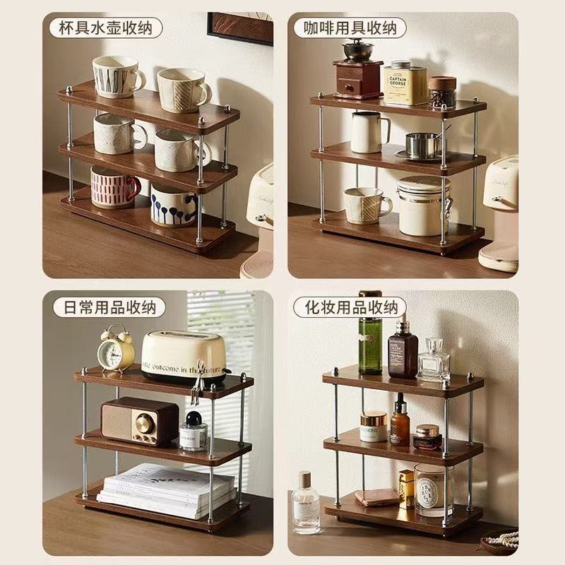 Desktop storage rack, three-layer kitchen coffee rack, desk partition rack, desktop storage, small bookshelf, water cup and tea set rack pic 7