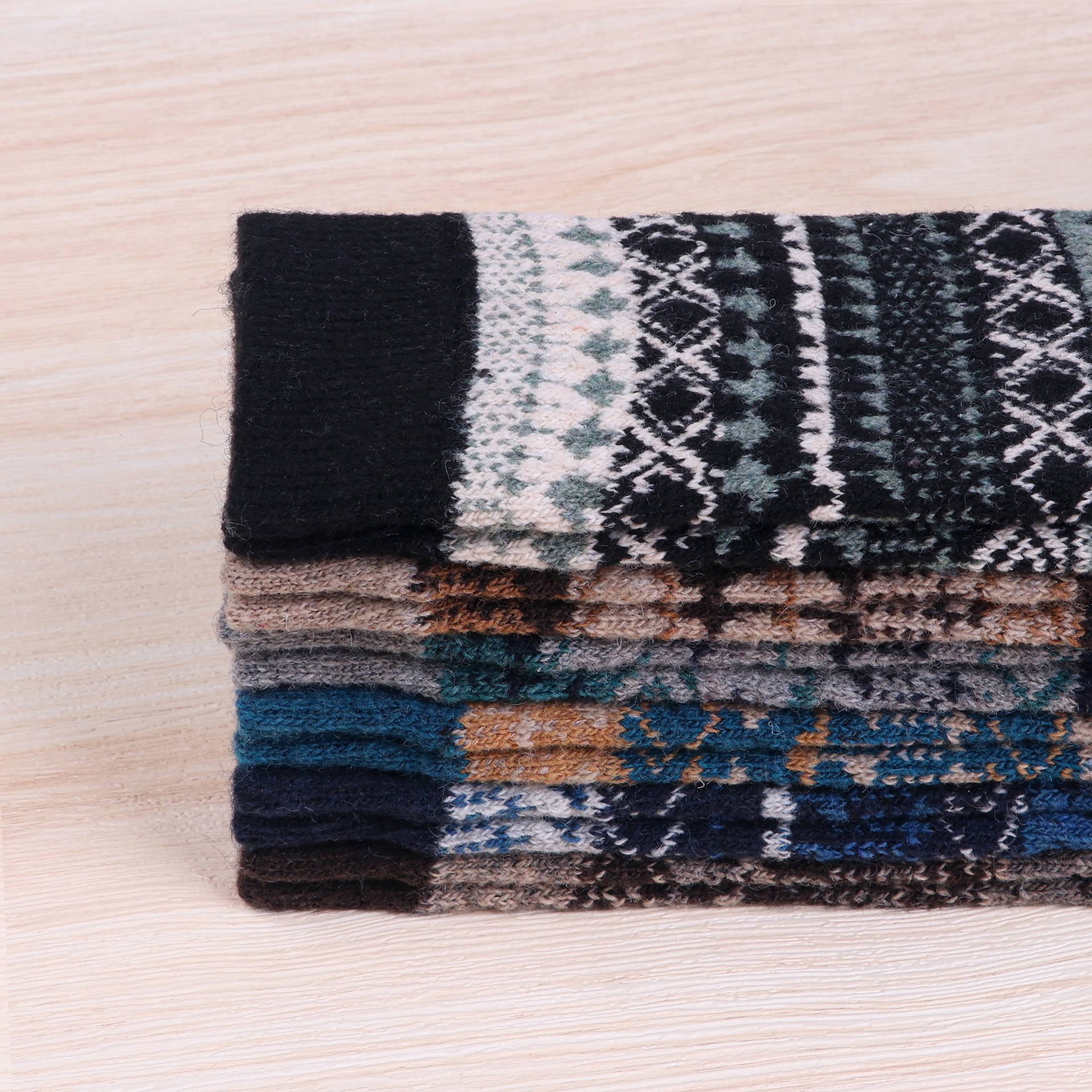 袜子男袜双针双路保暖防臭吸汗长袜日系复古民族风秋冬中筒袜潮详情5