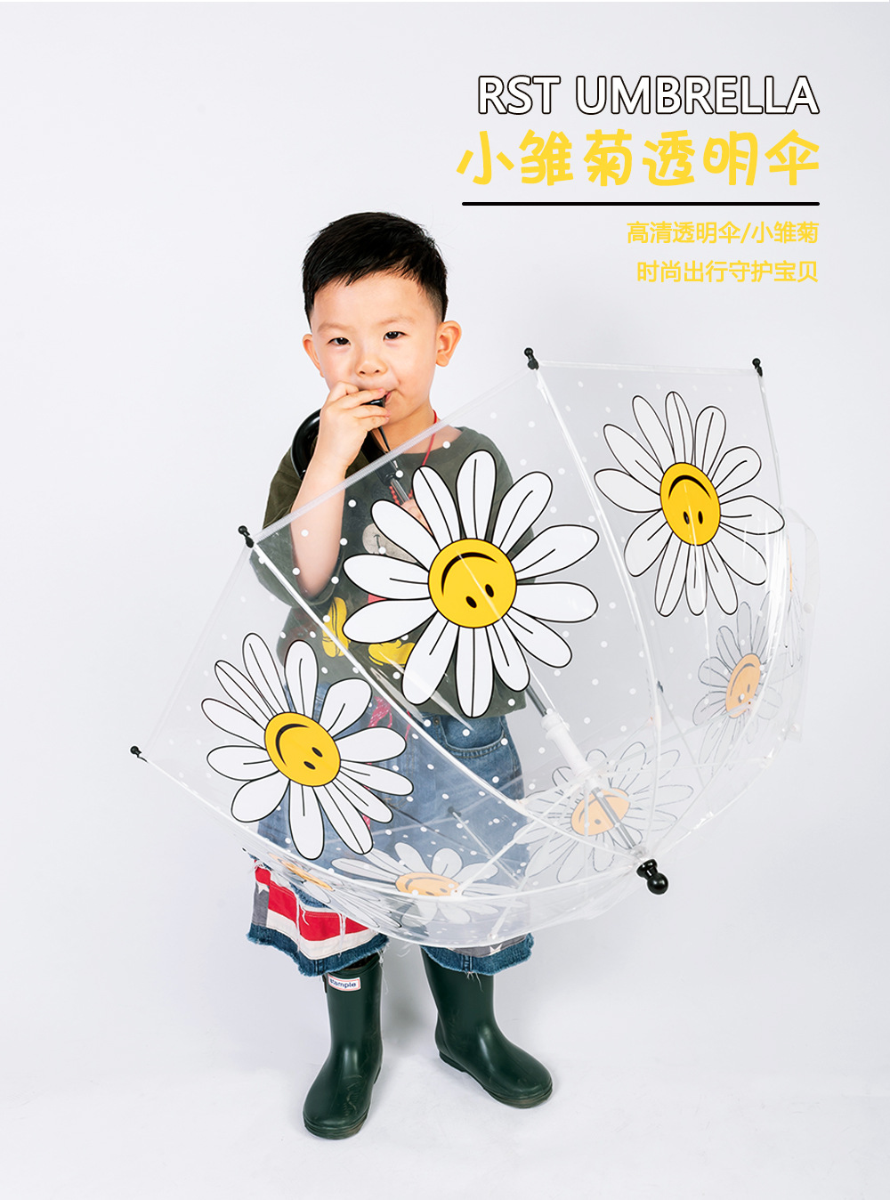 ins火热新款太阳花儿童雨伞卡通向日葵图案纤维骨幼儿园伞现货批详情3