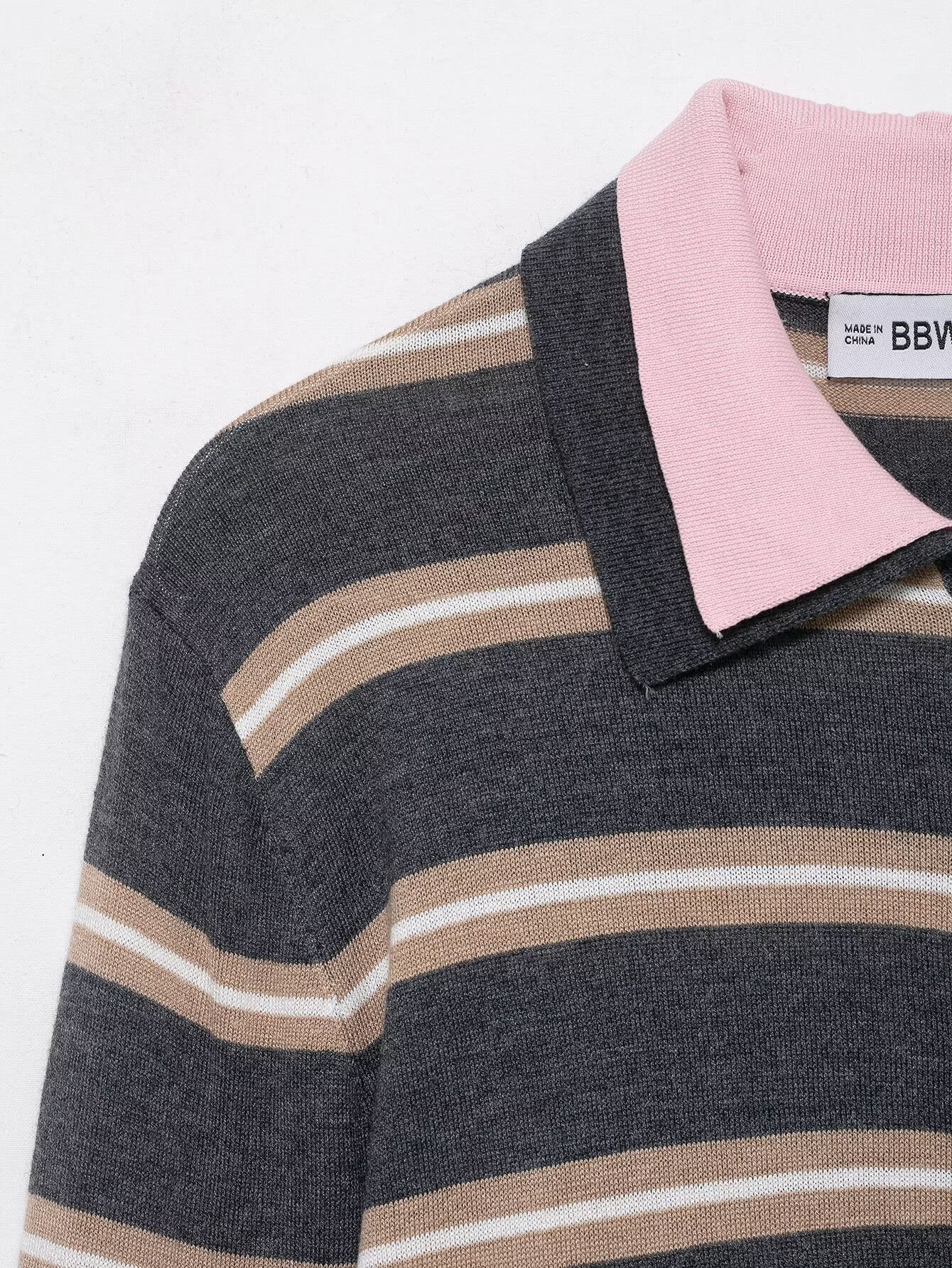 ZARW自制通勤简约拼接条纹POLO领针织衫百搭欧美风春秋款新品女装详情4